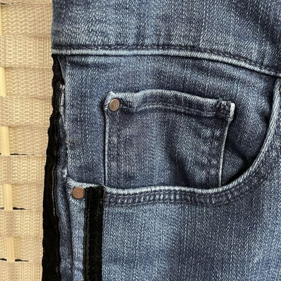 Ann Taylor Velvet Stripe THE SKINNY Jeans Size 10 Blue Mid Rise Stretch Denim - Picture 5 of 10